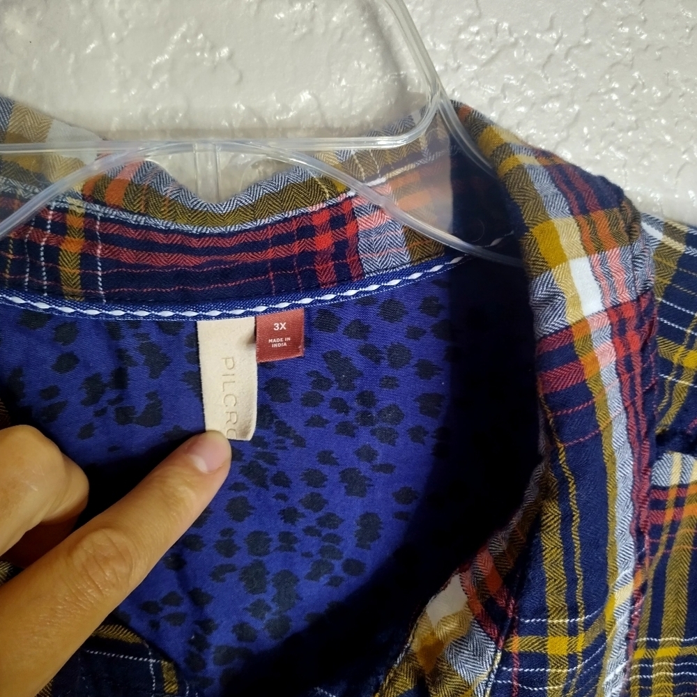 Anthropologie Pilcro Cropped Plaid Shirt Sz 3X - Picture 6 of 9